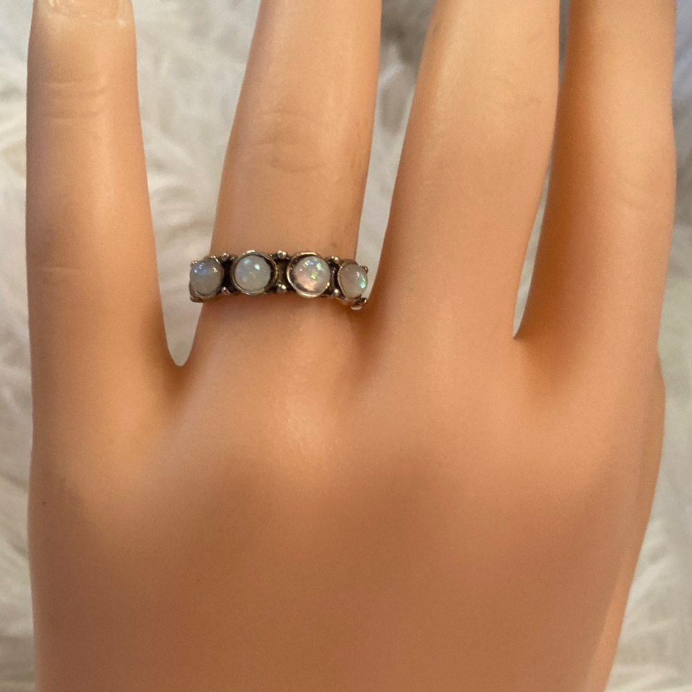 Elegant Silver Fire Opal Ring - image 1